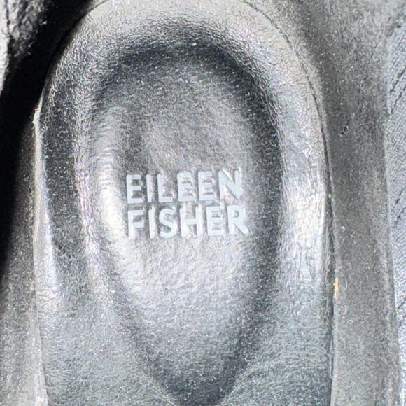 Eileen Fisher Bird Leather Platform Bootie Women's Size 9 Black Elastic Panels - Picture 6 of 8